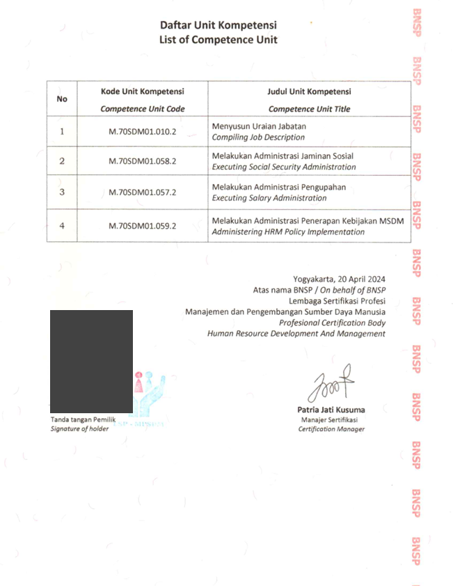 HC Staff Generalis - Belakang